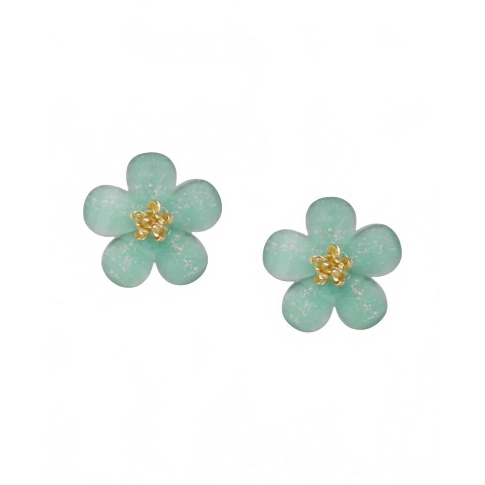 NEW GOLDEN STELLA women's spring pastel flower studs earrings in mint